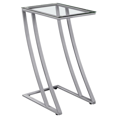 Silver Metal Tempered Glass Accent Table