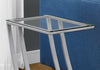 Silver Metal Tempered Glass Accent Table