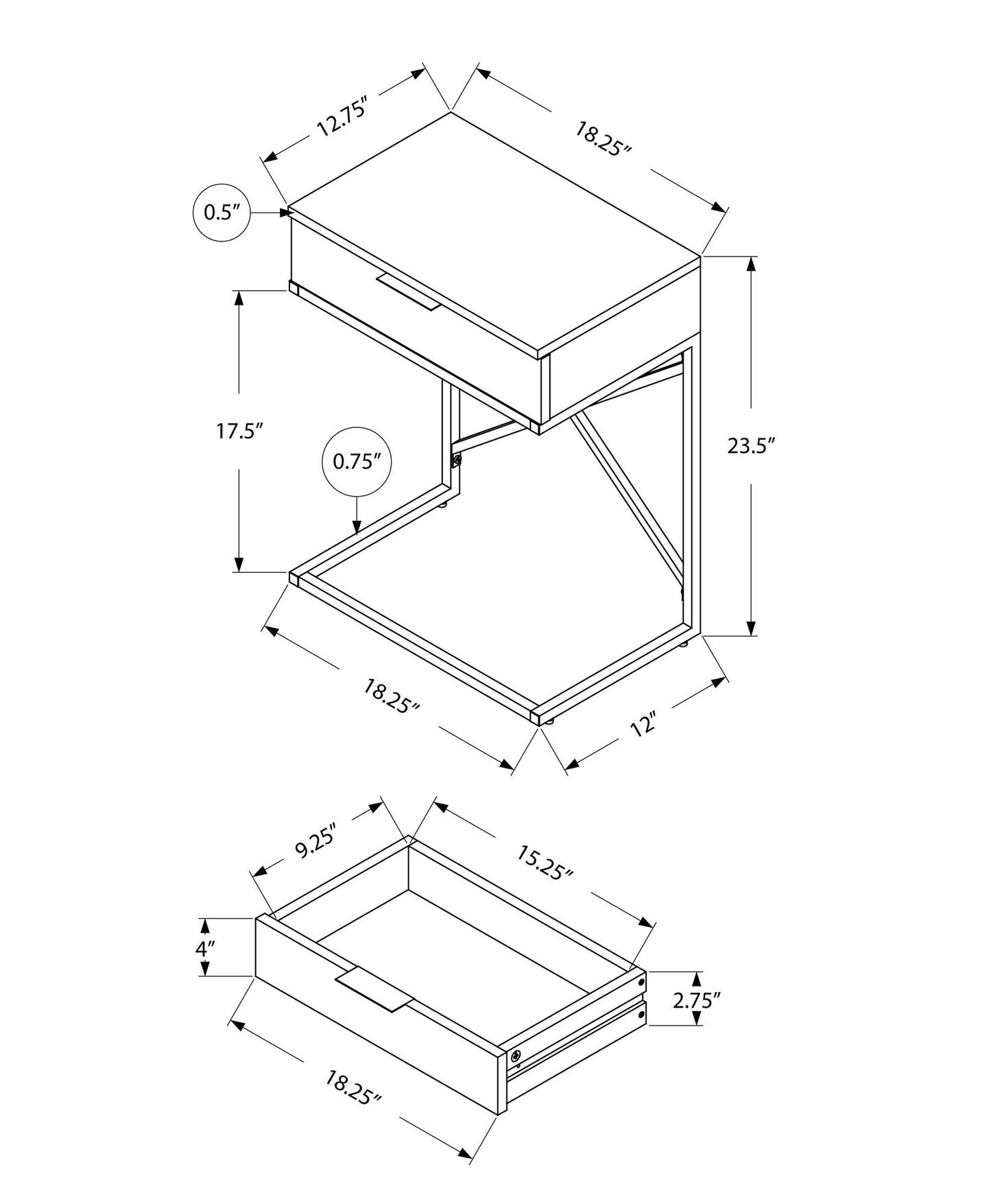 Dark Taupe Accent Table