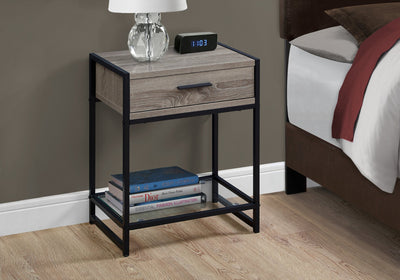 Grey and Black Glass Accent Table