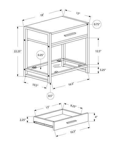 Grey and Black Glass Accent Table