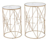 Clear & Gold, Tempered Glass & Steel, Side Table Set