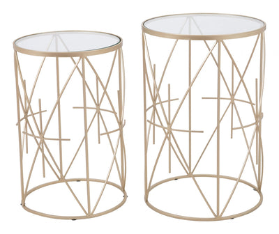 Clear & Gold, Tempered Glass & Steel, Side Table Set